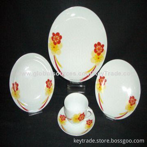 Fine Porcelain 20-piece Dinner Set in Rim-shape with Decal, Customized Designs Welcomed